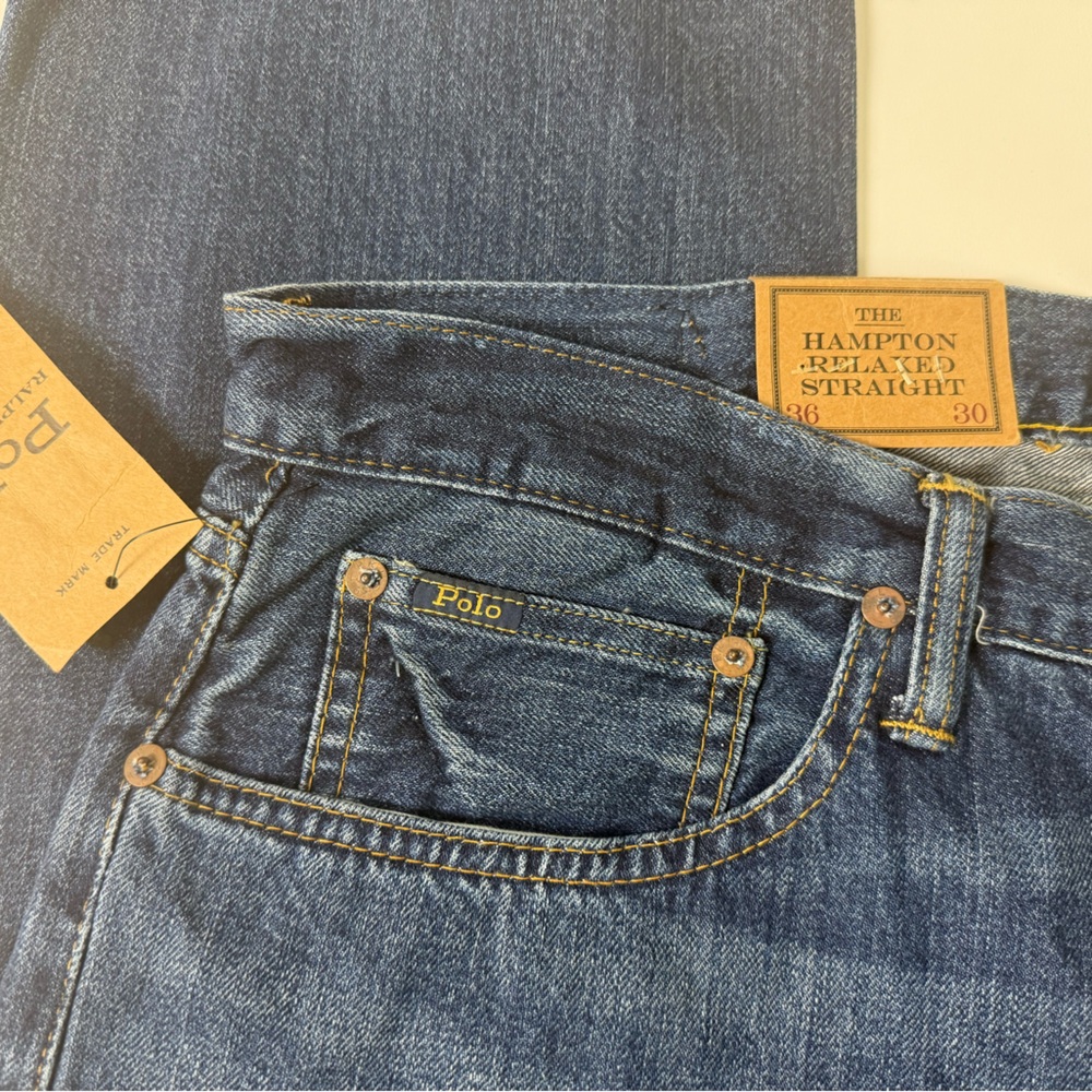 Polo Ralph Lauren Hampton Relaxed Straight Fit Cotton Denim Jeans Mens NWT - Picture 5 of 7